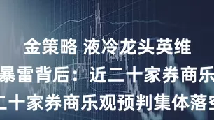 金策略 液冷龙头英维克一季报暴雷背后：近二十家券商乐观预判集体落空